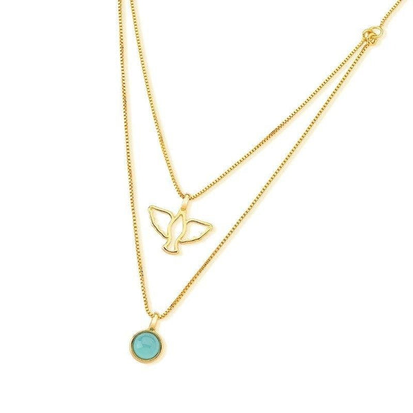 Collana Doppia Pendente in Pietra Naturale e Pendente Spirito Santo 0259C