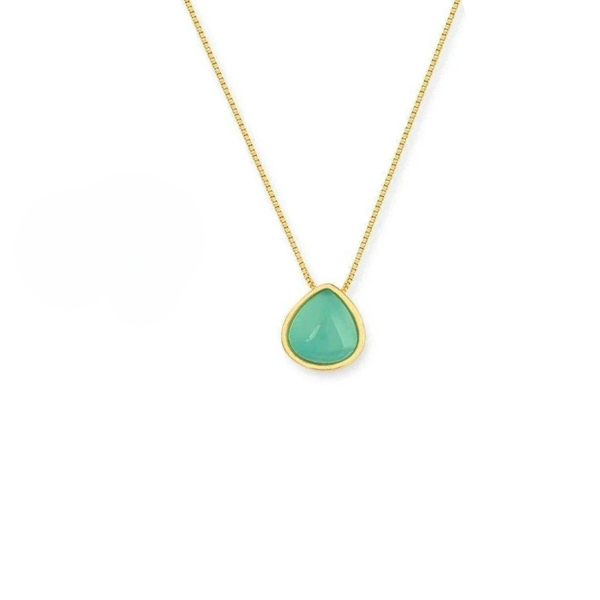 Collana con Pendente Cabochon a forma di Goccia in Pietra Naturale 0424