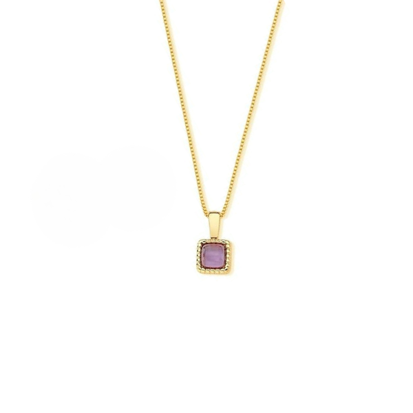 Collana con Pendente Cabochon a forma Quadrata in Pietra Naturale 7218