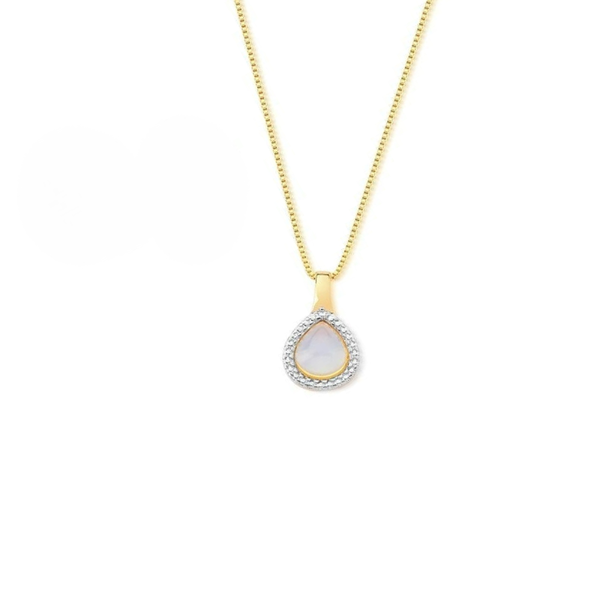 Collana con Pendente Cabochon a forma di Goccia in Pietra Naturale 0217