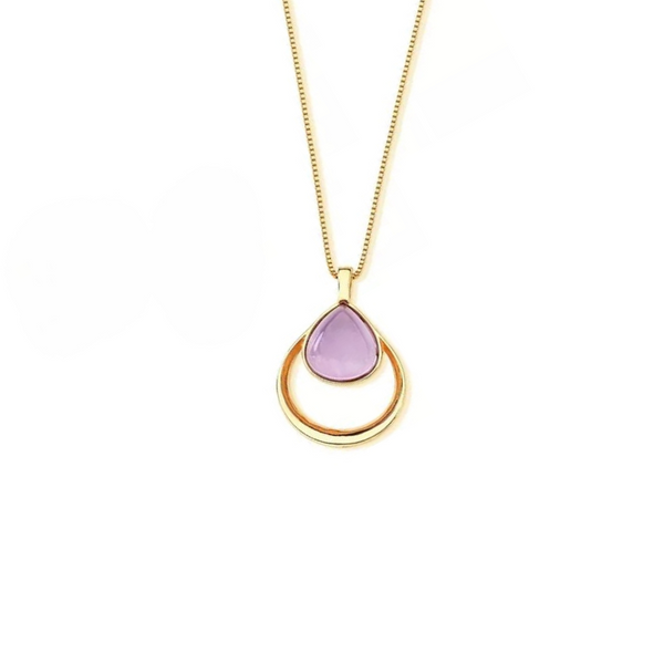 Collana con Pendente Cabochon a forma di Goccia in PIetra Naturale 7032