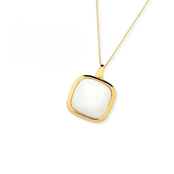 Collana con Pendente Cabochon a forma Quadrata in Pietra Naturale 0339