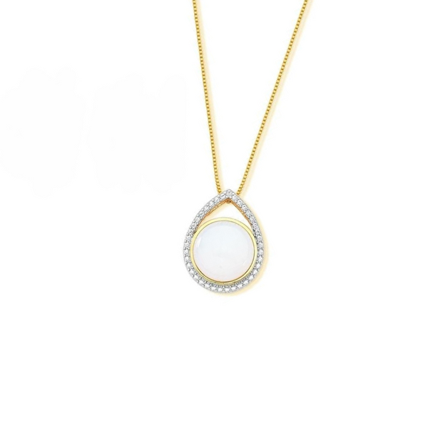 Collana con Pendente Cabochon a forma Rotonda in Pietra Naturale 0033