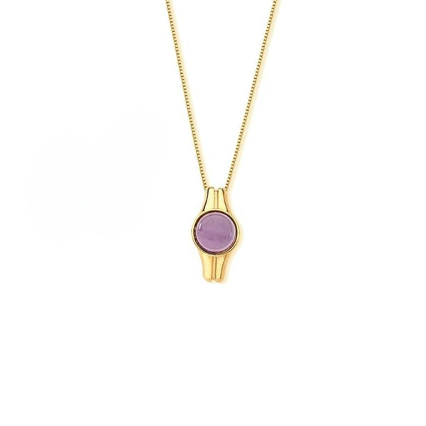 Collana con Pendente Cabochon a forma Rotonda in Pietra Naturale 7263