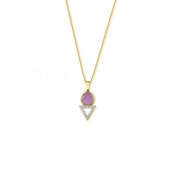 Collana con Pendente Cabochon a forma di Goccia in Pietra Naturale 7036