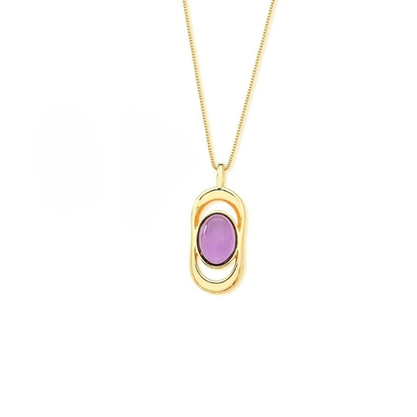 Collana con Pendente Cabochon a forma Ovale in PIetra Naturale 7031